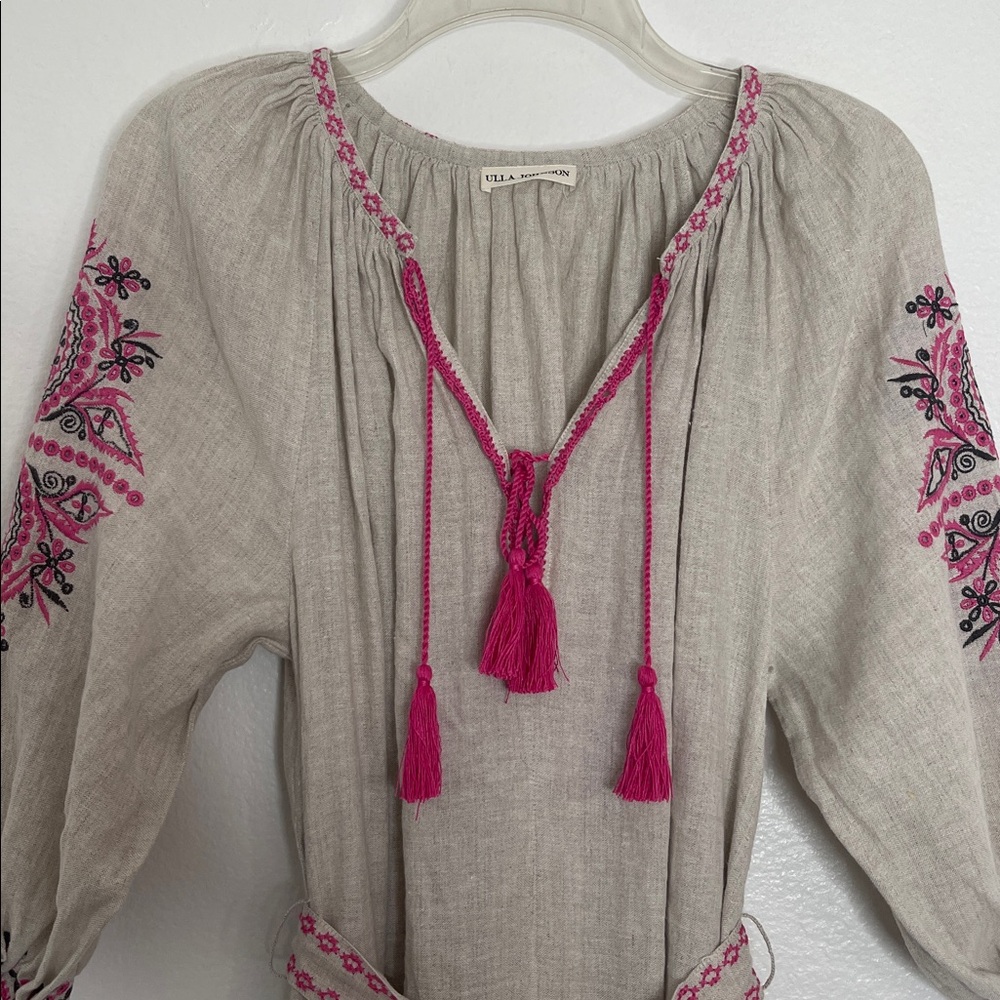 Ulla Johnson Sofia Flax Boho Chic Embroidered Mid… - image 4